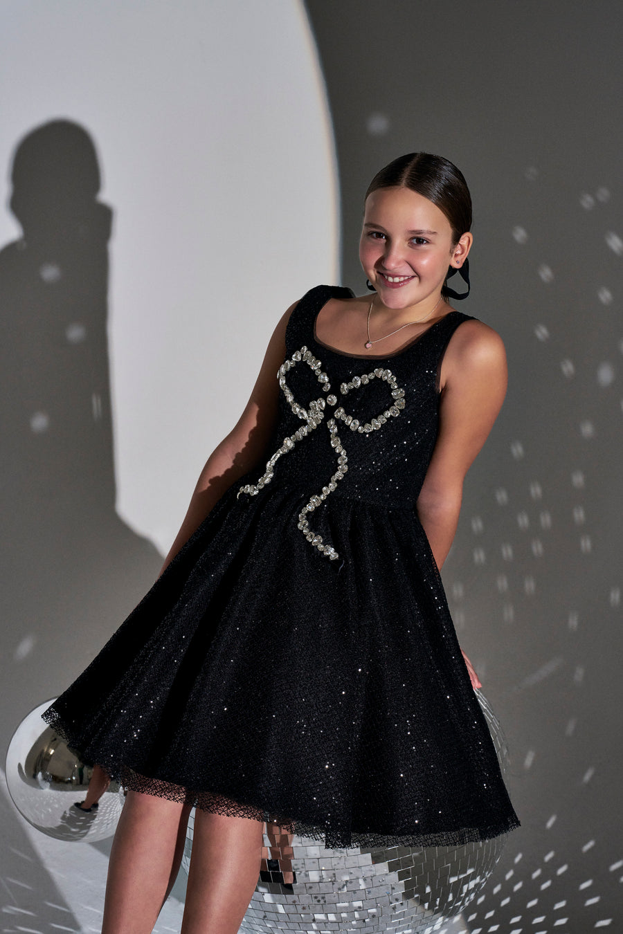 Black Crystal Bow Dress